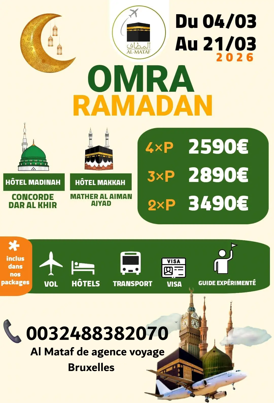 Bruxelles Omra Ramadan 2026 Prix Belgique